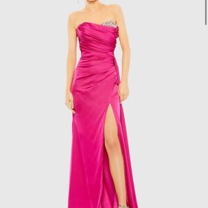Mac Duggal Pink Strapless Embellished Sweetheart Neckline Satin Gown Size 2 Flaw